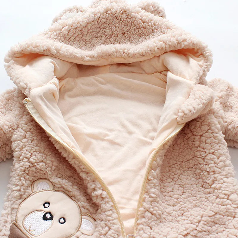 Combinaison Ours Bébé Nouveau-Né - Manteau Hiver Chaud à Capuche Garçon Fille