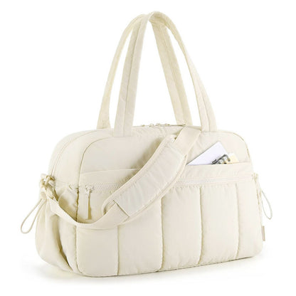 Sac à Langer Week-end Matelassé avec Bandoulière, coloris crème