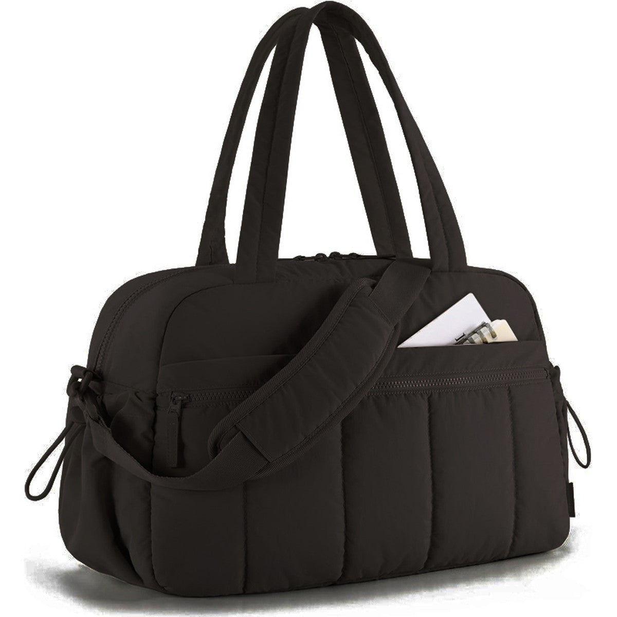 Sac à Langer Week-end Matelassé avec Bandoulière, coloris noir