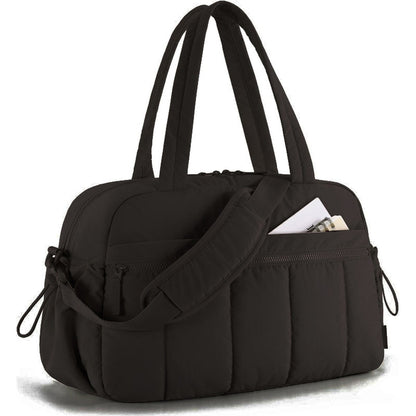 Sac à Langer Week-end Matelassé avec Bandoulière, coloris noir